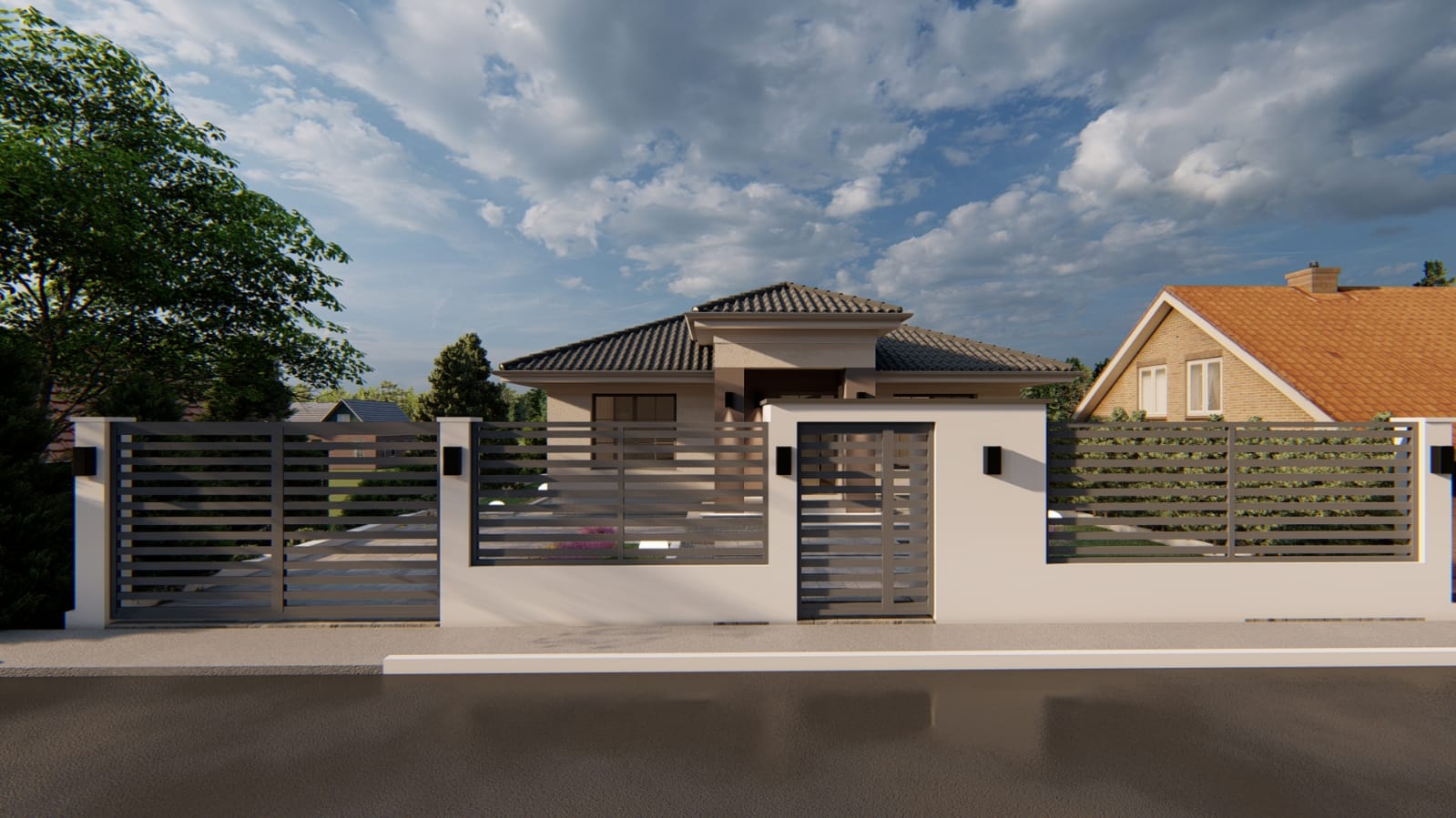 Poză cu Vila M2 din cartierul Maria Residence, din față la intrare